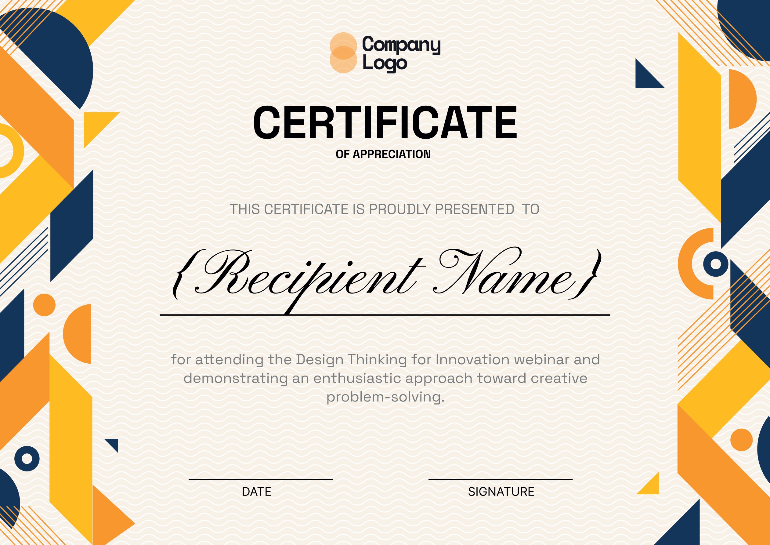 Wauld - Bright and modern webinar appreciation certificate template