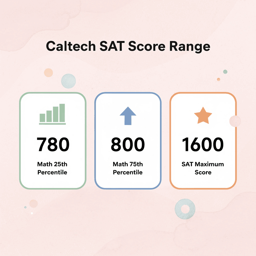 Infographic showing Caltech SAT score range statistics