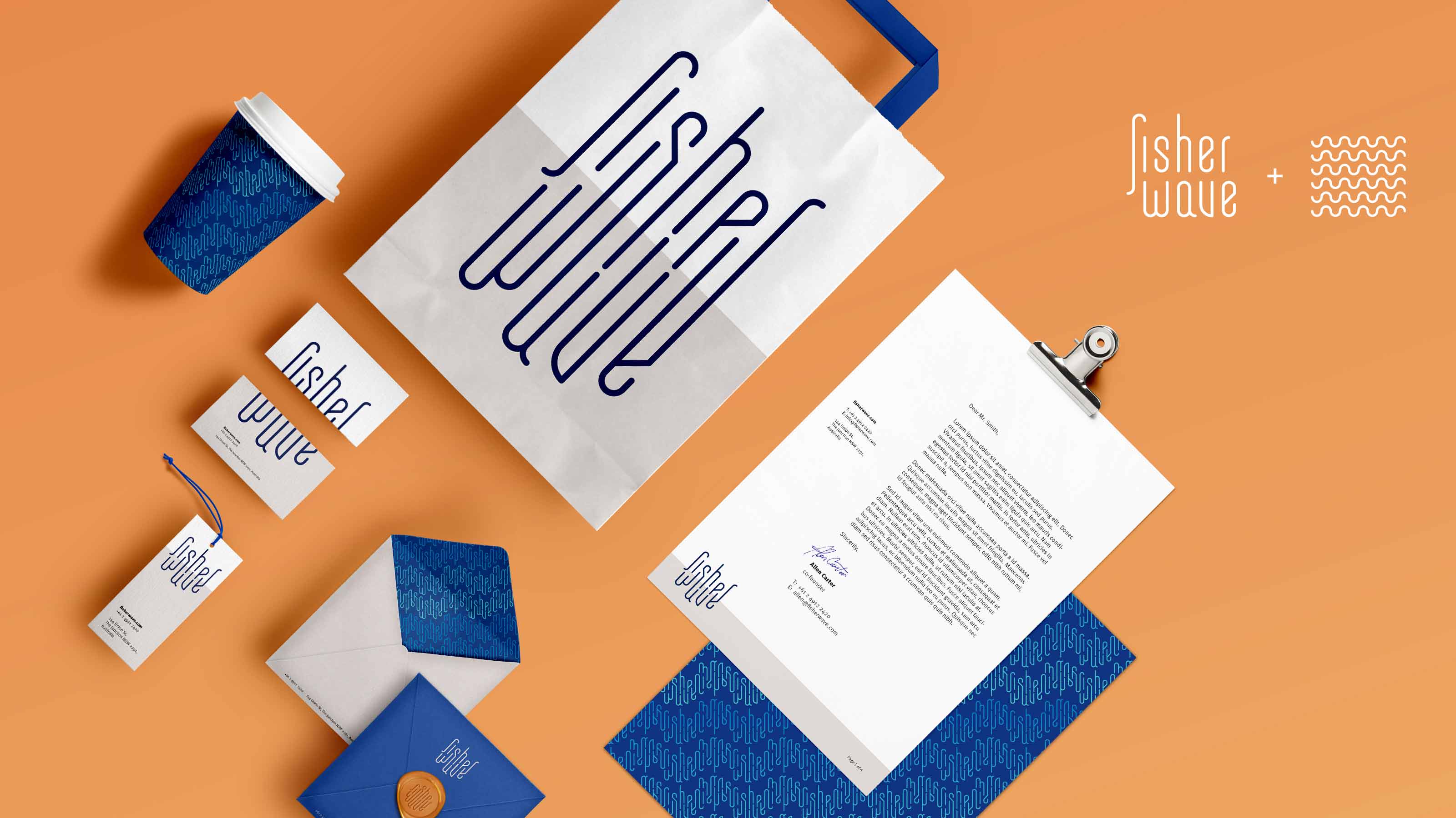 Fisher identity design; stationery and logo