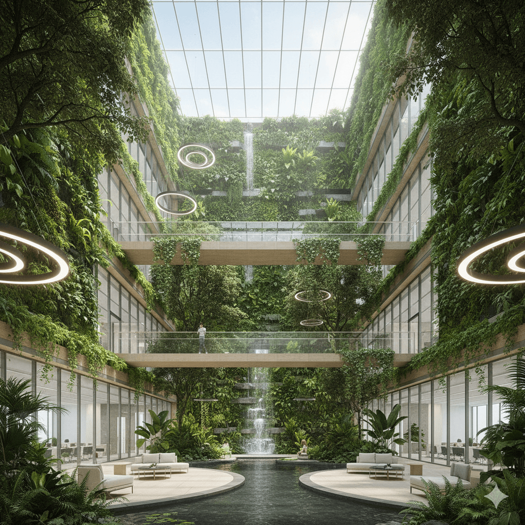 Sustainable urban landscaping and vertical gardens at a premium Noida development.