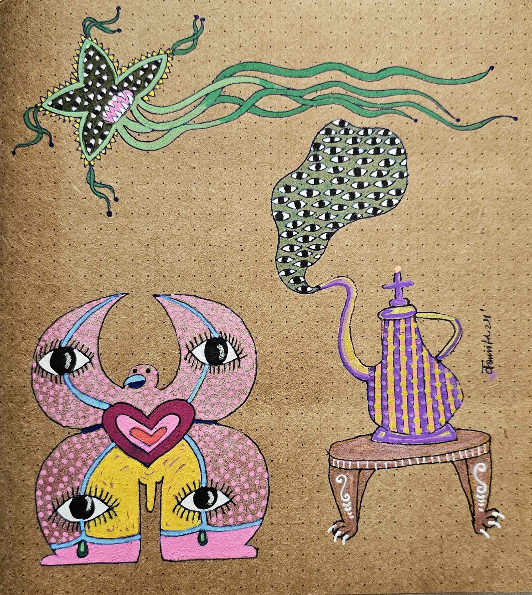 herd of sheep on road painting