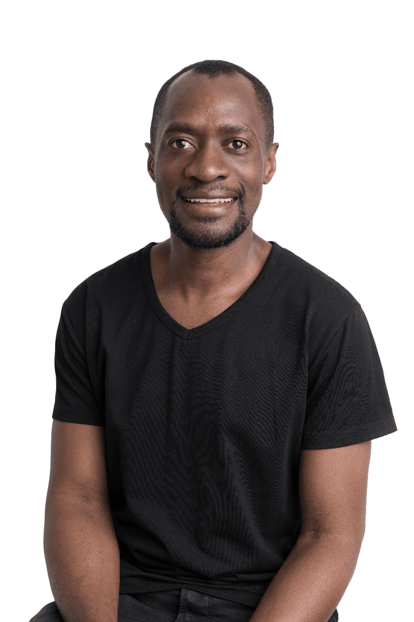 Man in white t-shirt front photo