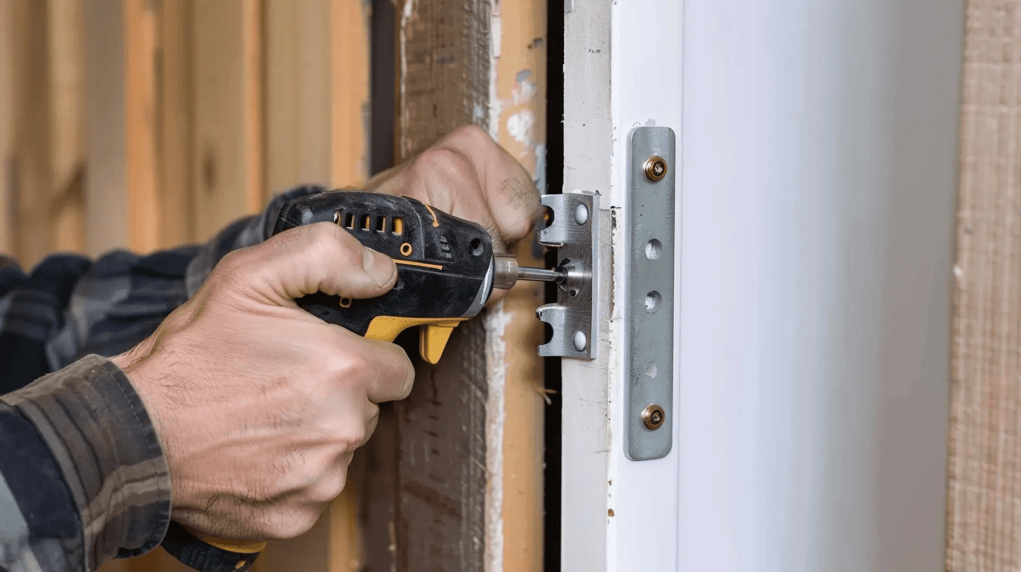 drilling-pilot-holes-door-hinges
