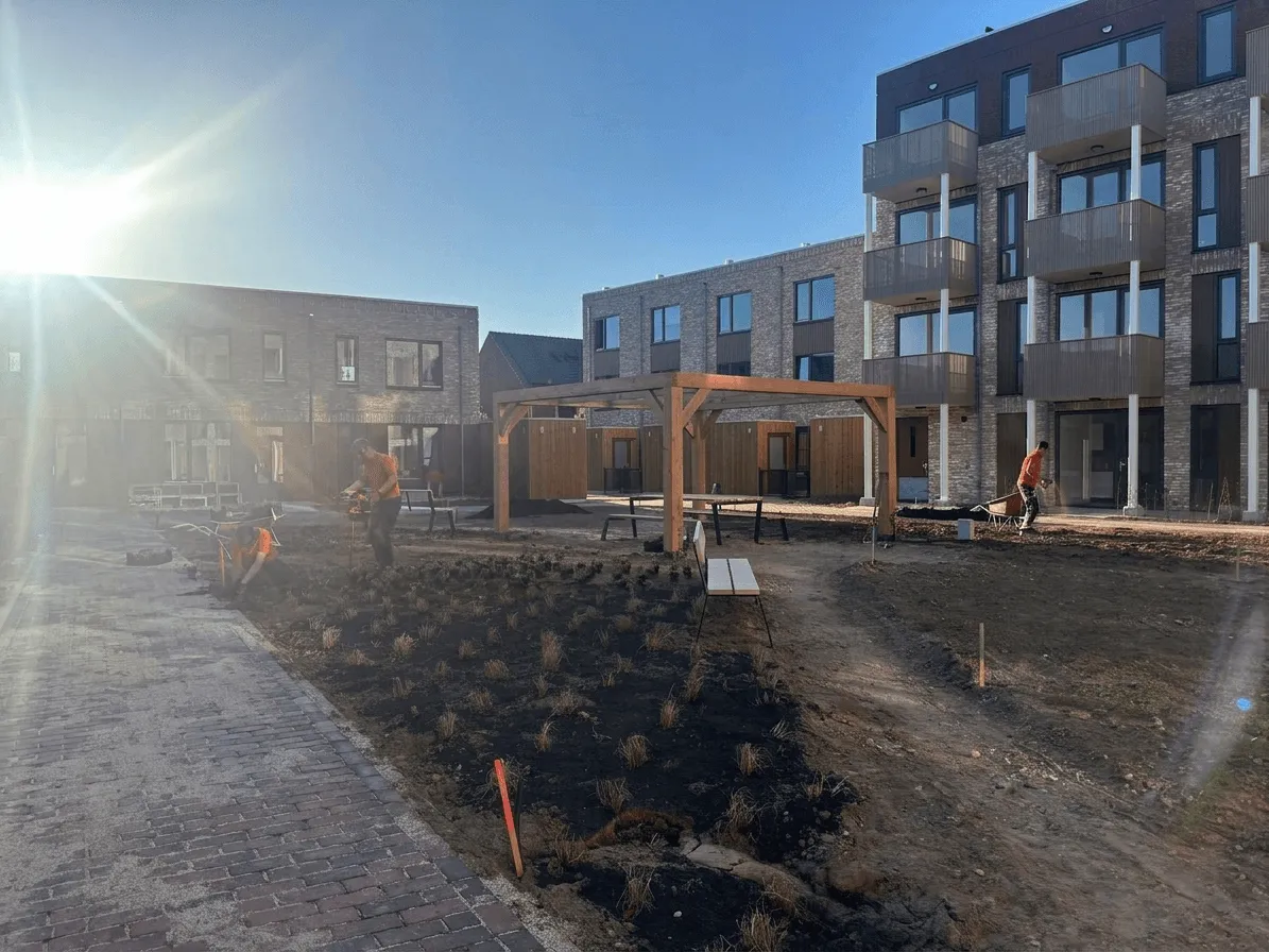 Zakelijk tuinontwerp en tuinaanleg voor woningcoöperatie in Cuijk door Hoveniersbedrijf Star Landscaping
