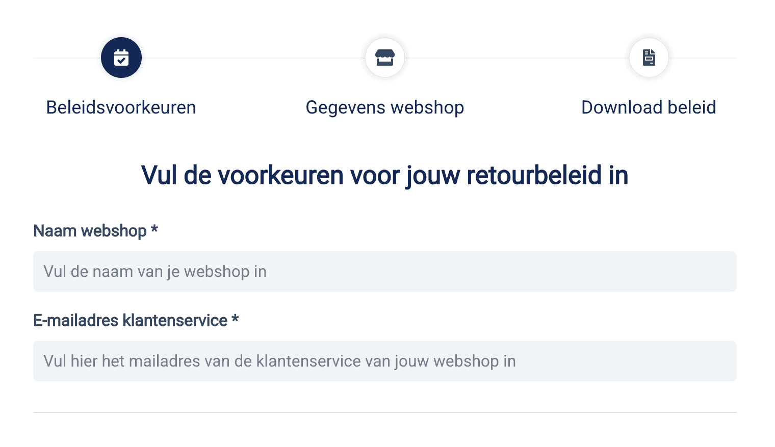 Screenshot van de tool voor retourbeleid van Sendcloud