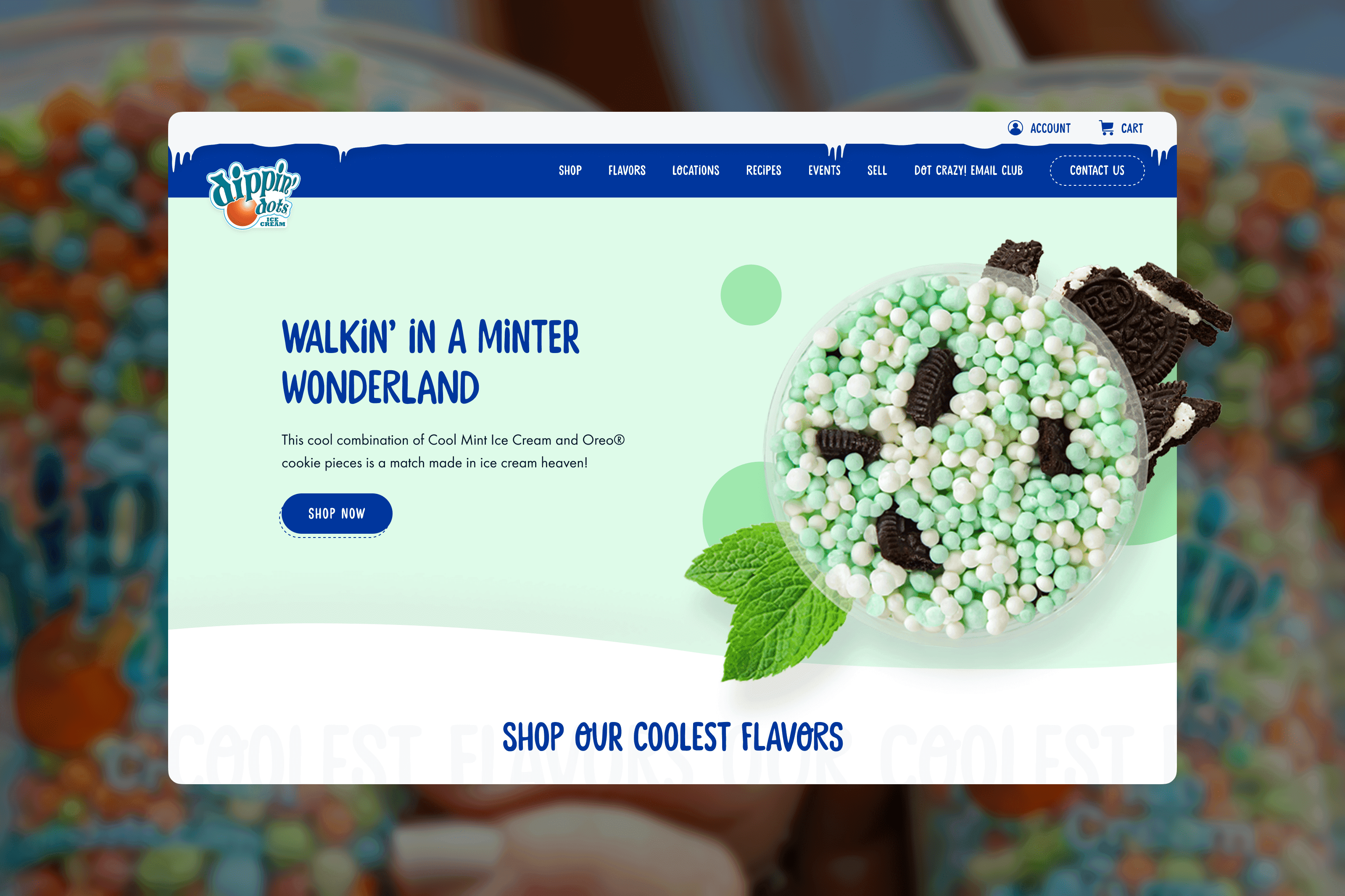 Screenshot of the Dippin' Dots homepage