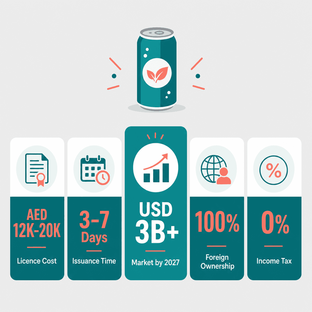 Infographic: Soft Drinks & Carbonated Water Trading License in Dubai