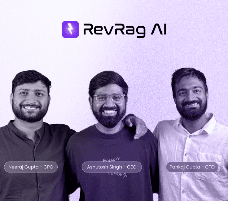 A grayscale image of RevRag’s founders standing together, celebrating the launch of their AI Sales Agent, Emma, featured in Canada Newswire.
