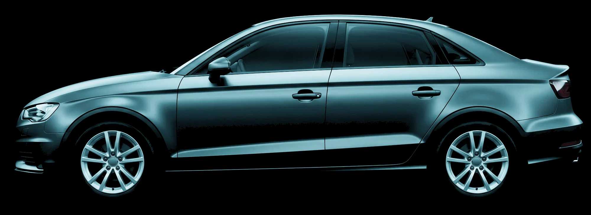 The same vehicle finished in a satin midnight colour-shift wrap