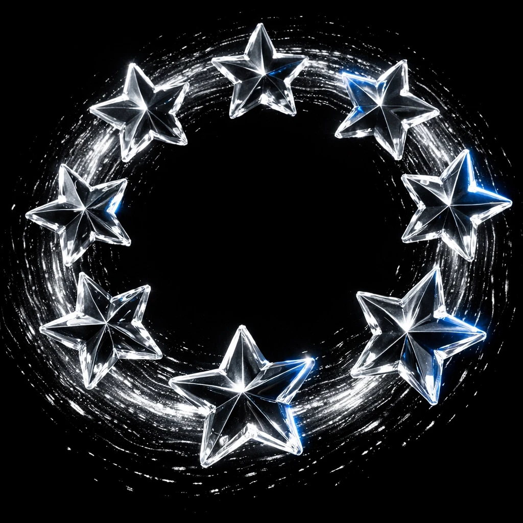 A continuous loop of glowing stars representing high-trust social proof and client review systems.