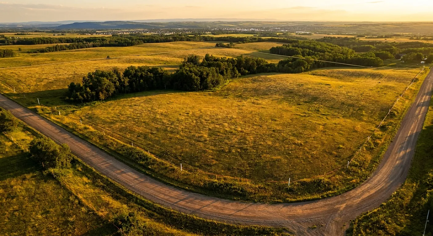 Aerial view of lush fields at sunset, RockN' Socials Digital Marketing Agency.