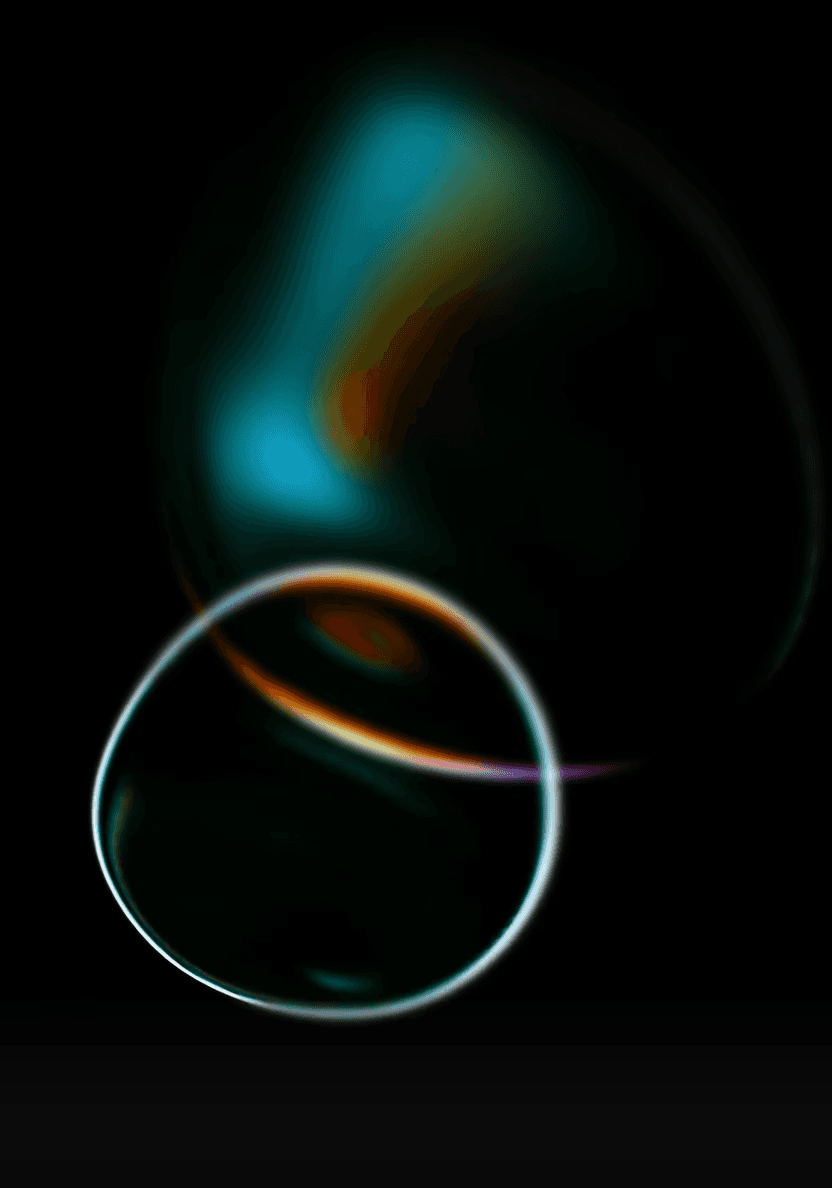  An abstract background image with two overlapping oval shapes, one larger and dark with green and red light refractions, and a smaller one with a white glowing outline, set against a black background, ideal for a "Why Choose Our Service" section.