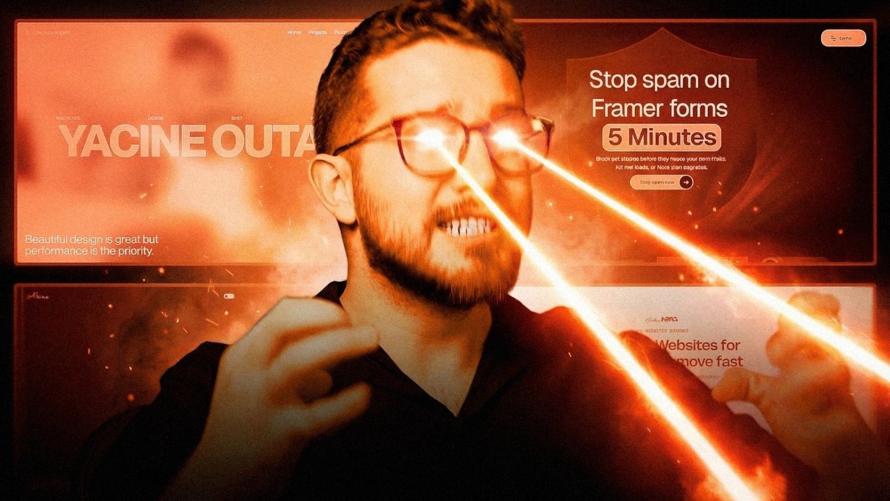 Creative web design with laser eyes effect and typography