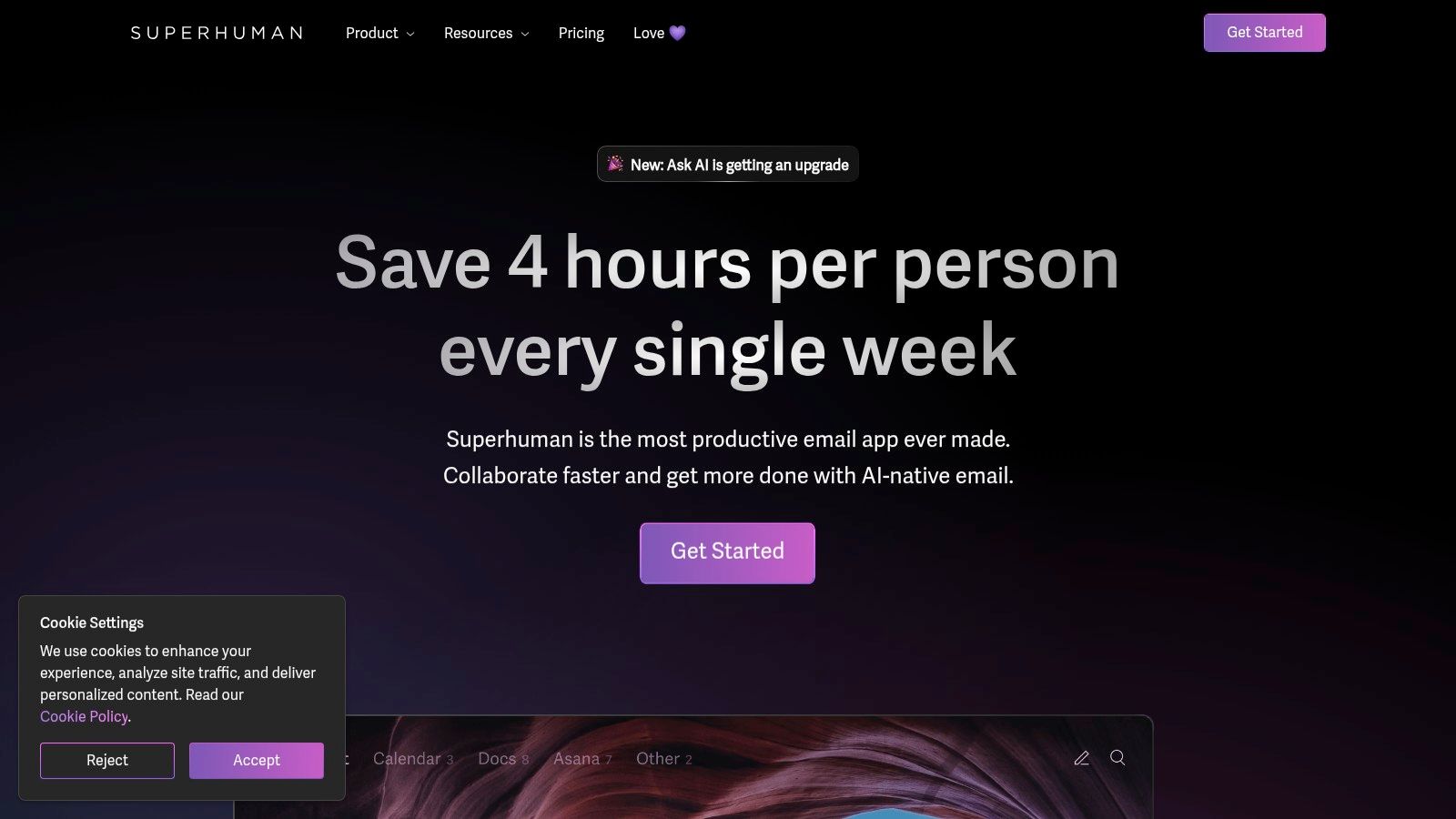 Superhuman homepage screenshot