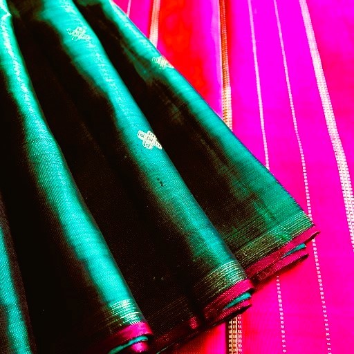 Bottle Green and Pink Kanchivaram Silk Saree