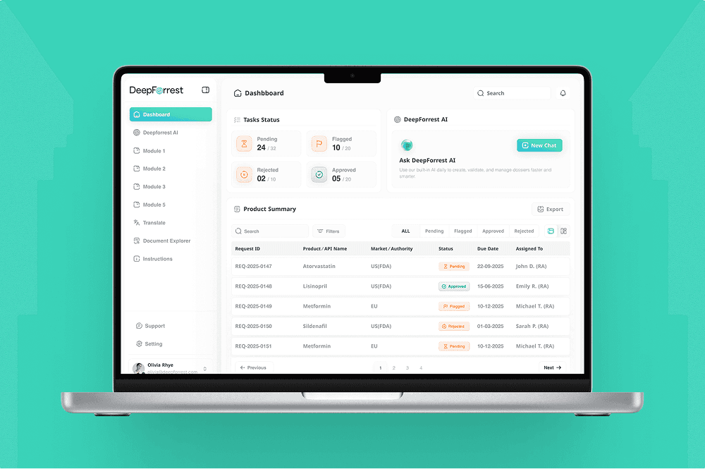 Dossier software screen in laptop