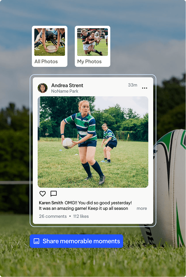 Image that showcases photos and videos the scheduling feature of TeamLinkt's mobile app