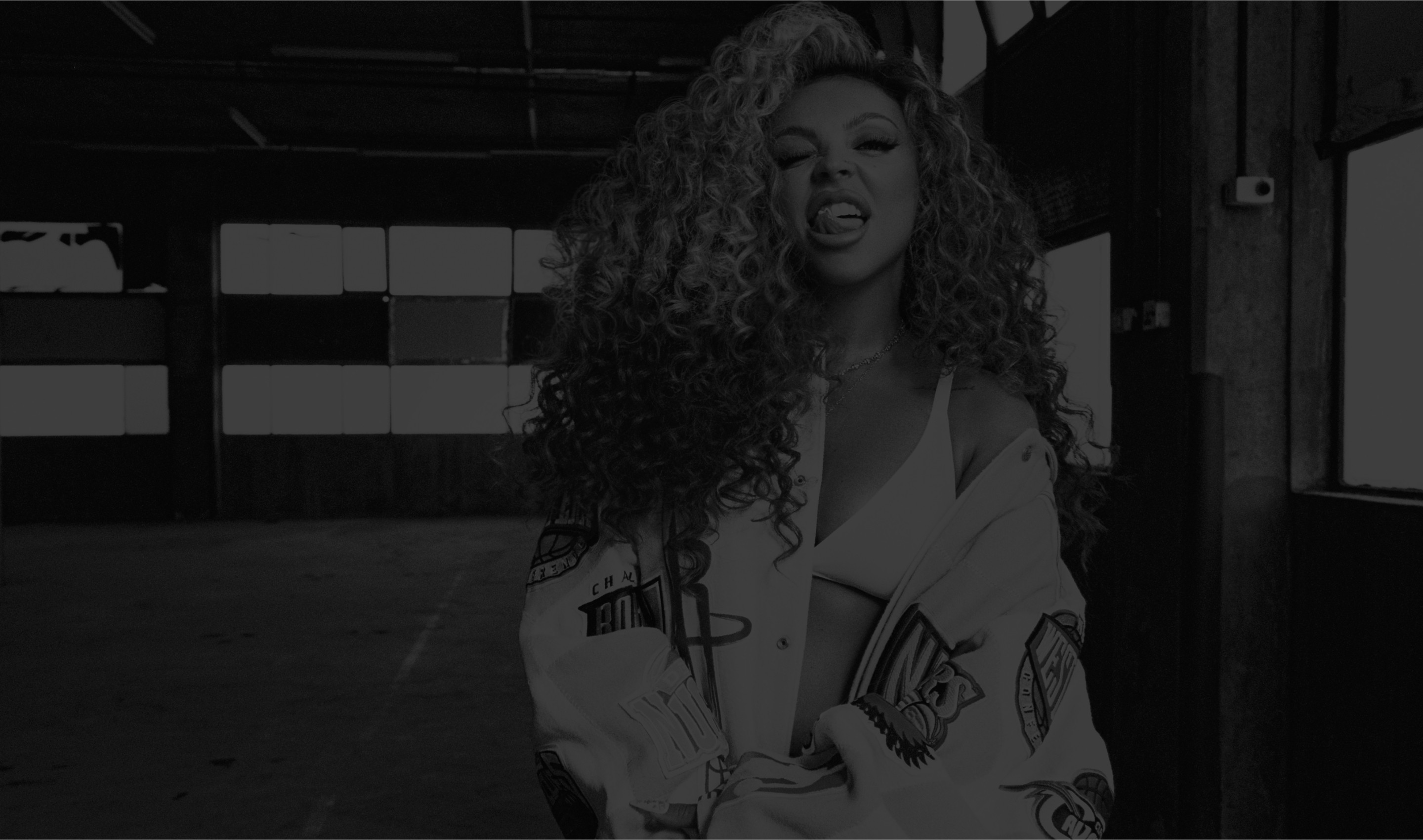 Subtle background image in black and white of one of Republic Record's artits