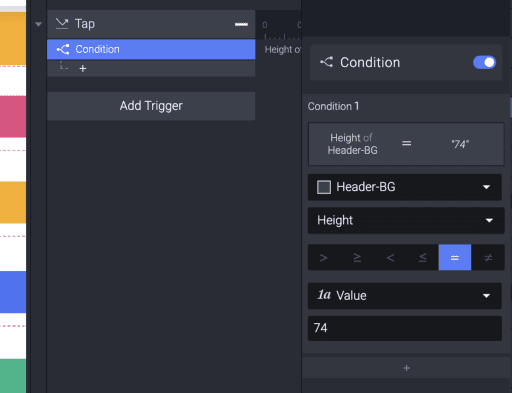 Add the actions to vertically expand the header on tap with a condition