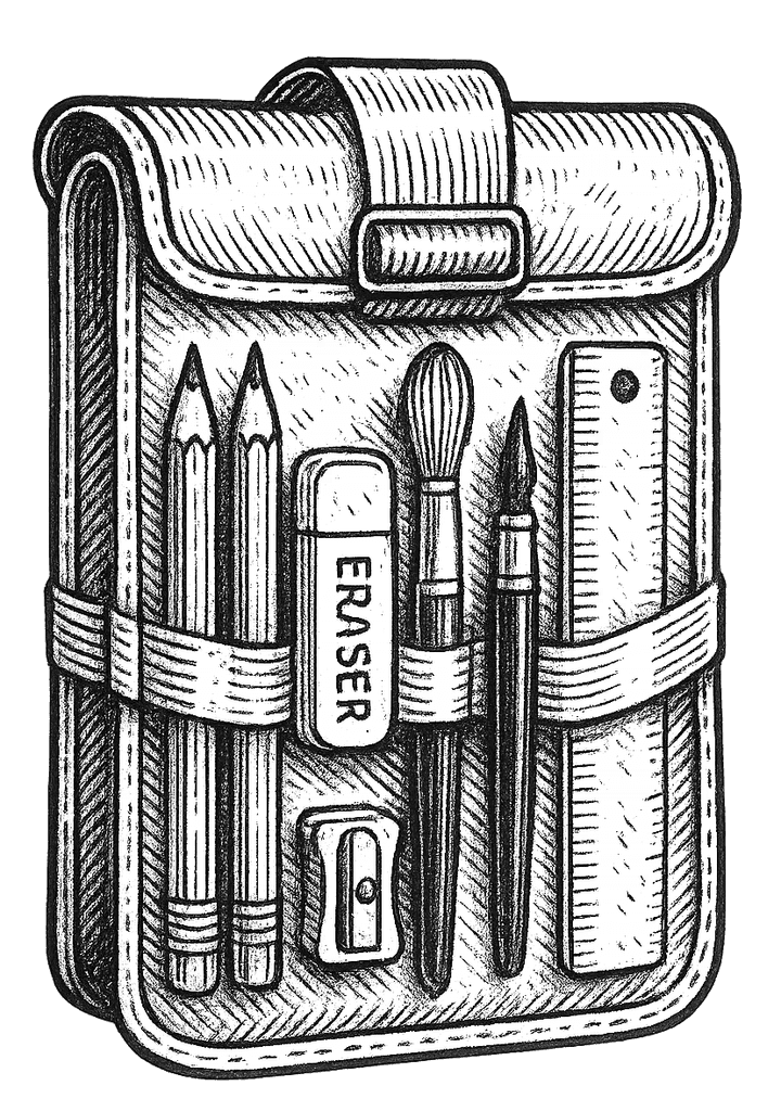 Illustrated art field kit pouch