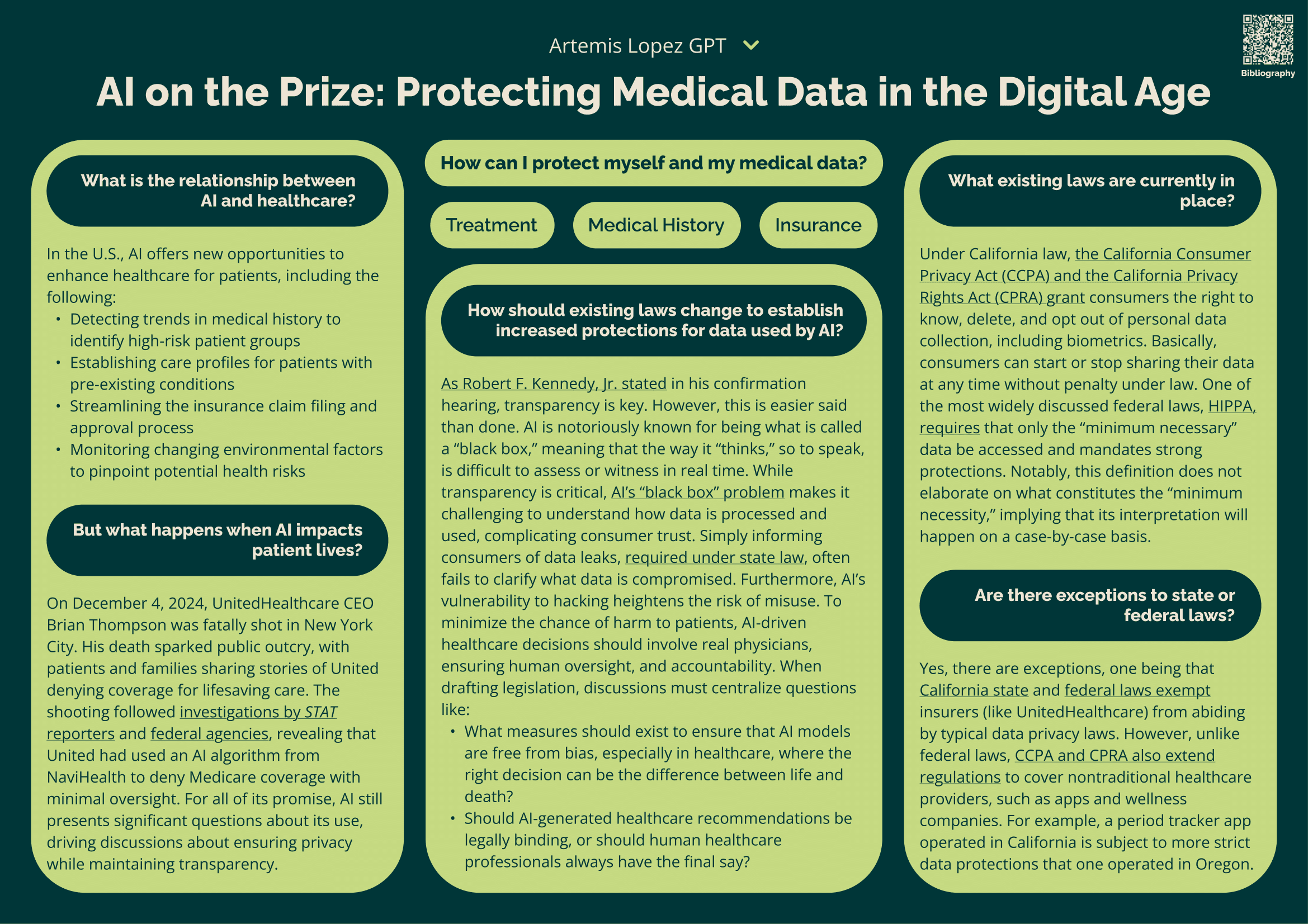 Infographic on AI, healthcare, and data privacy laws.