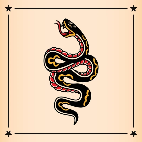 Design of a snake tattoo in American Traditional style