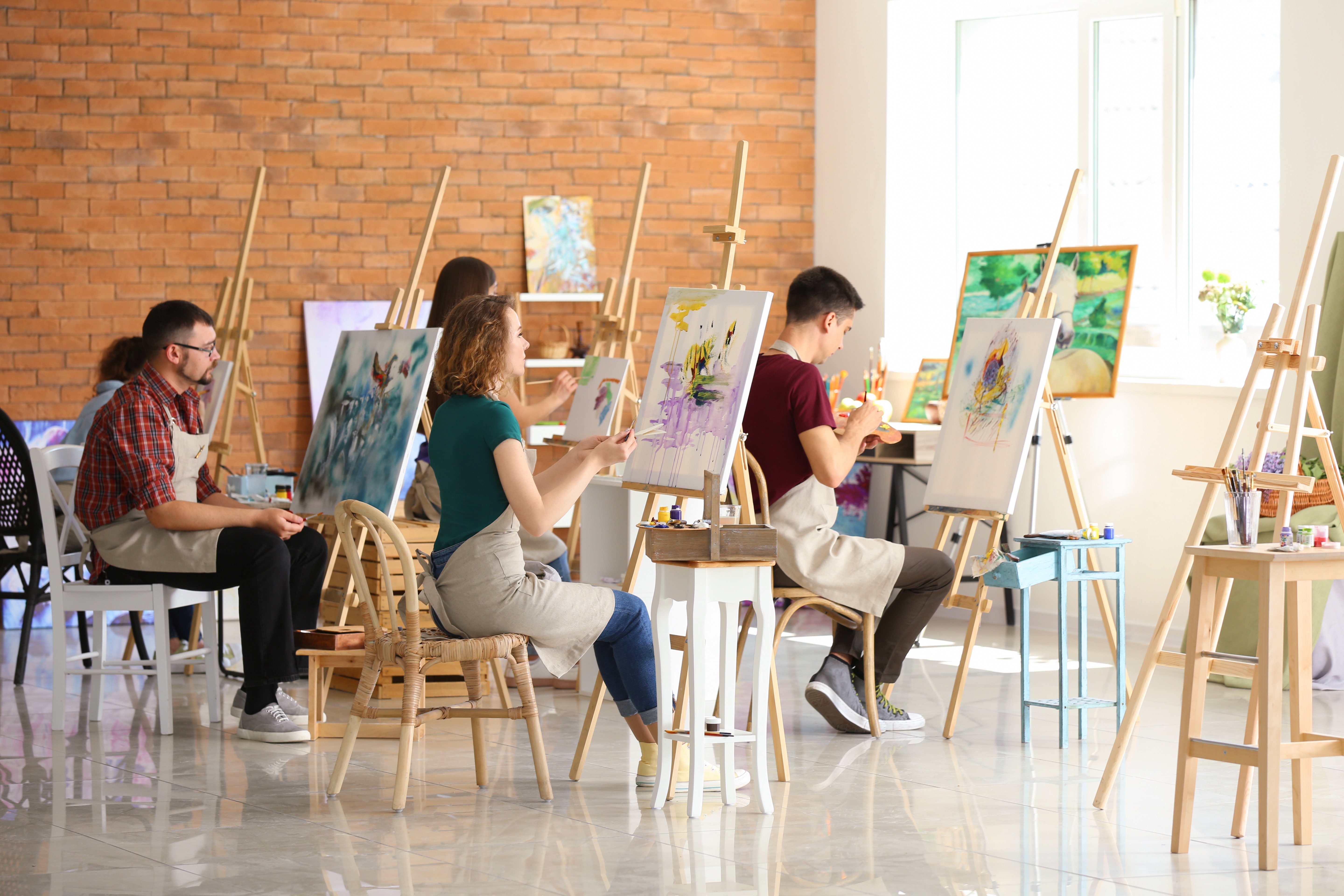 painting at an art studio