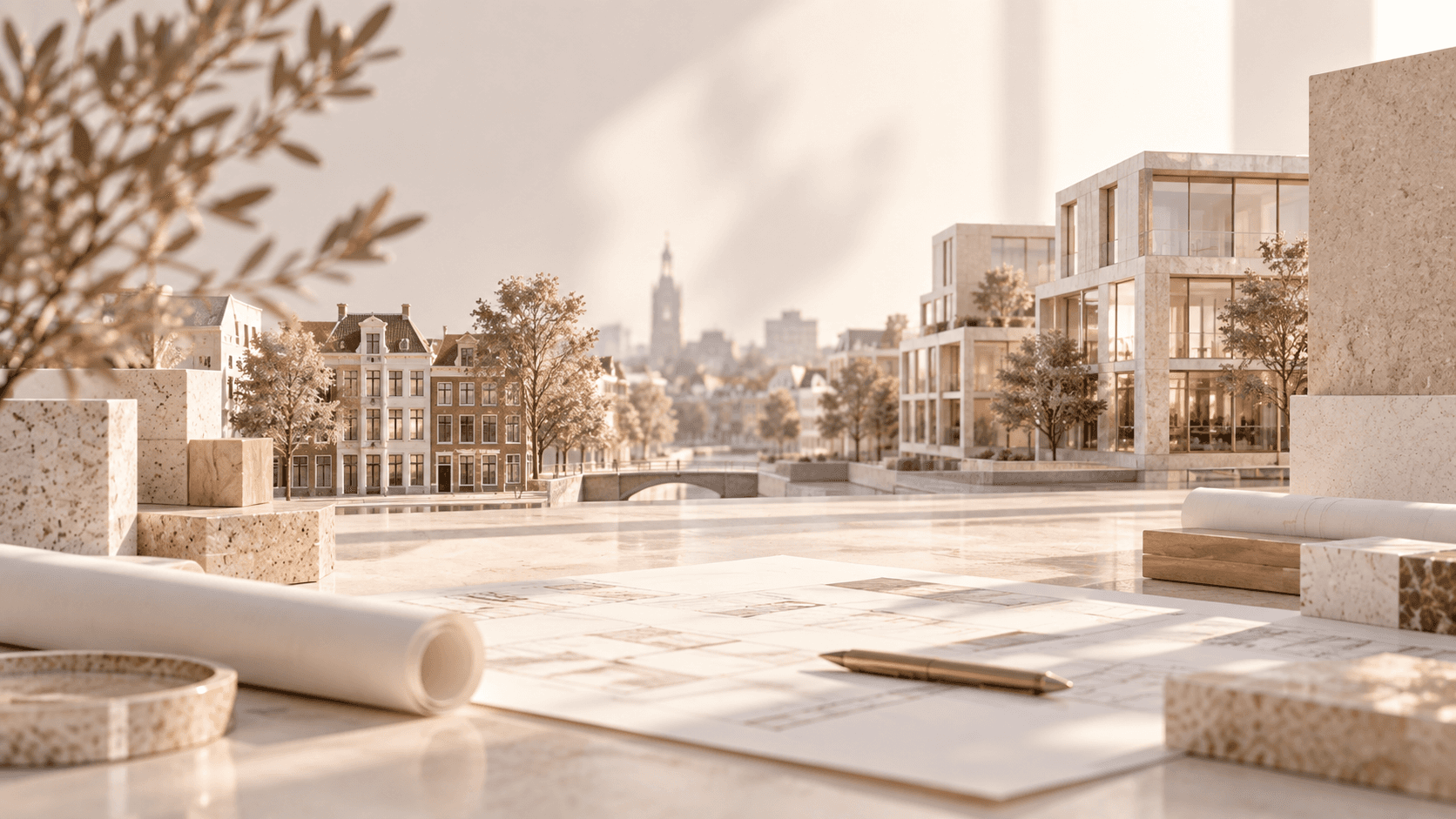 Conceptuele verbeelding van bestaande stedelijke bebouwing