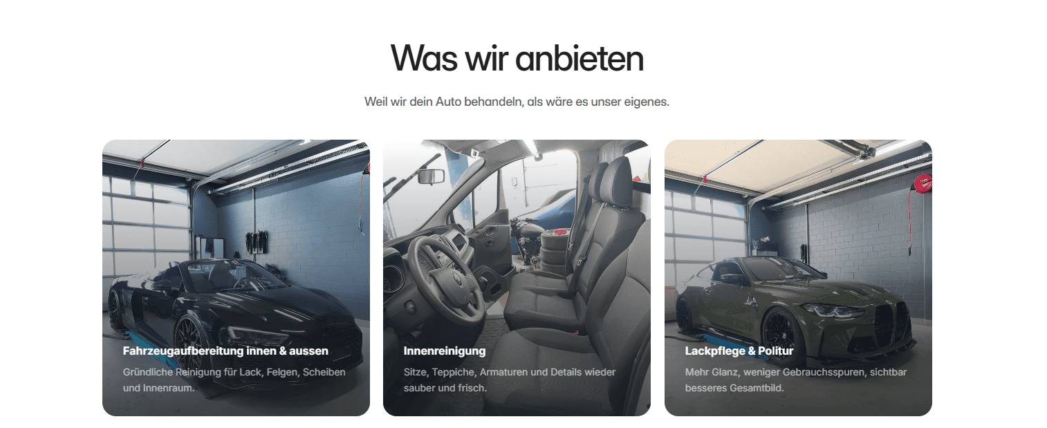 Was wir anbieten TP Fahrzeugpflege