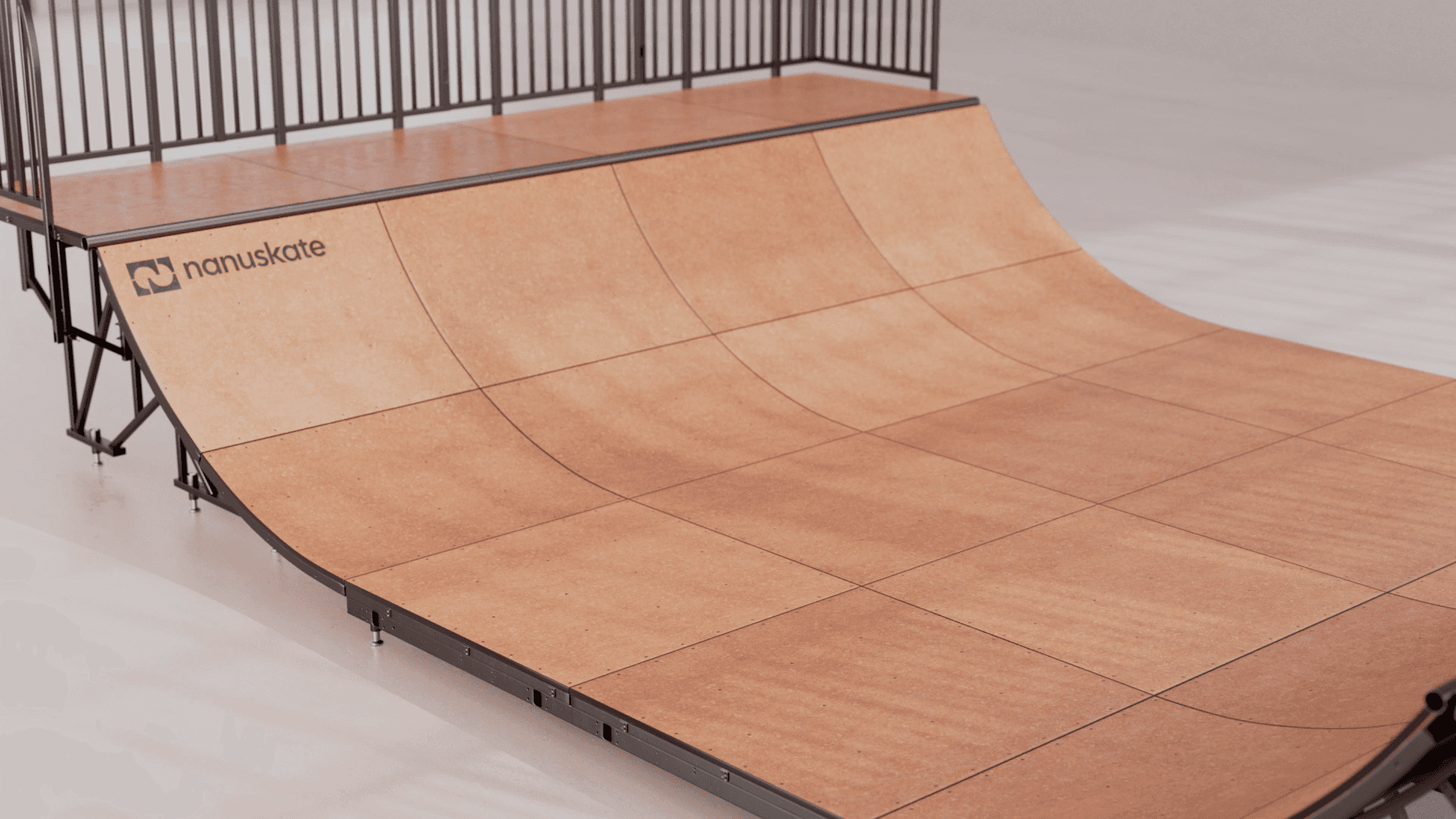 Fully built nanuskate mini ramp showed form, the side