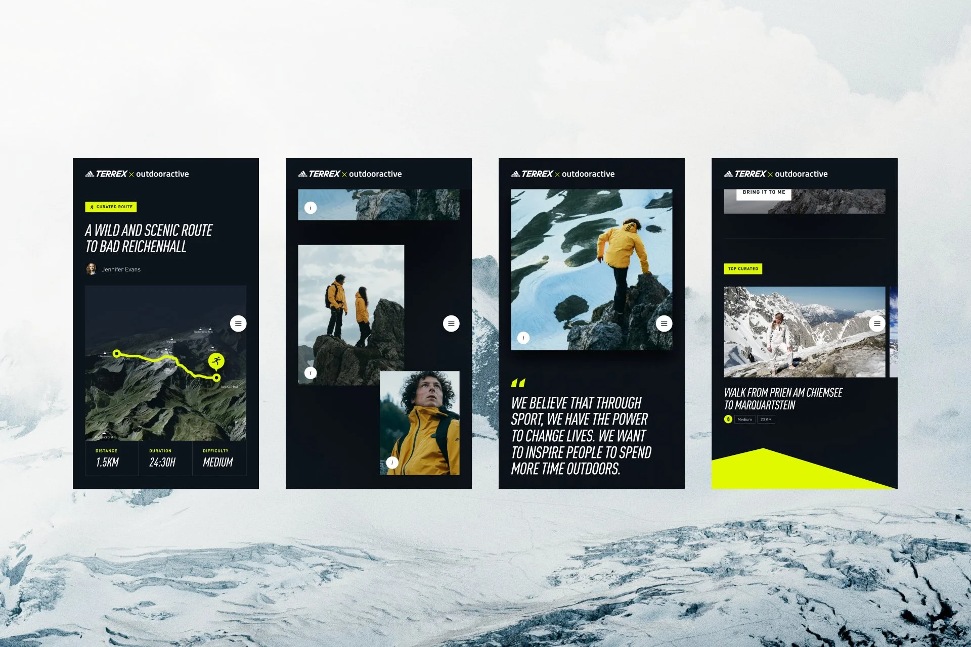 Interactive, editorial design for adidas TERREX, an outdoor performance brand.