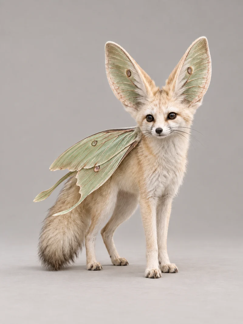 Combined moth and fennec fox hybrid concept