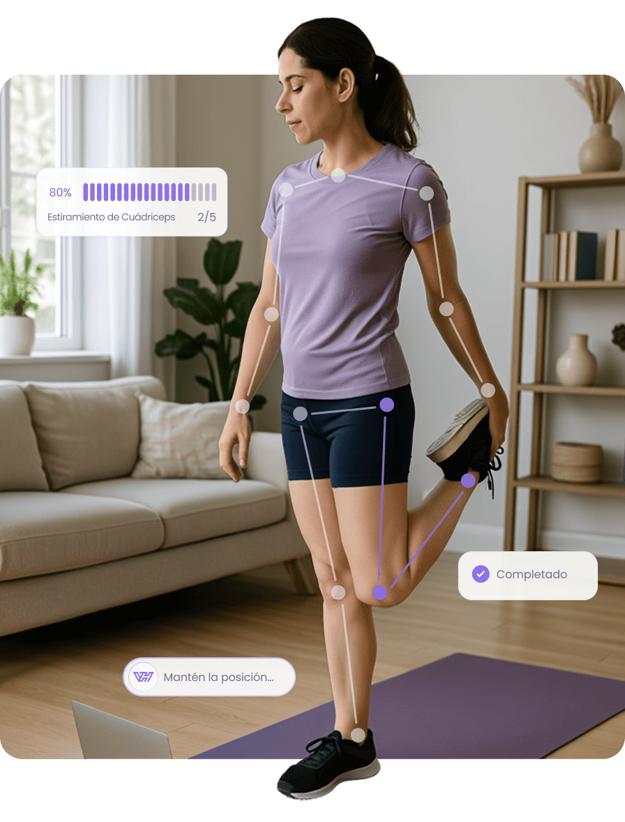Person Stretching in living room with virtual physical therapist