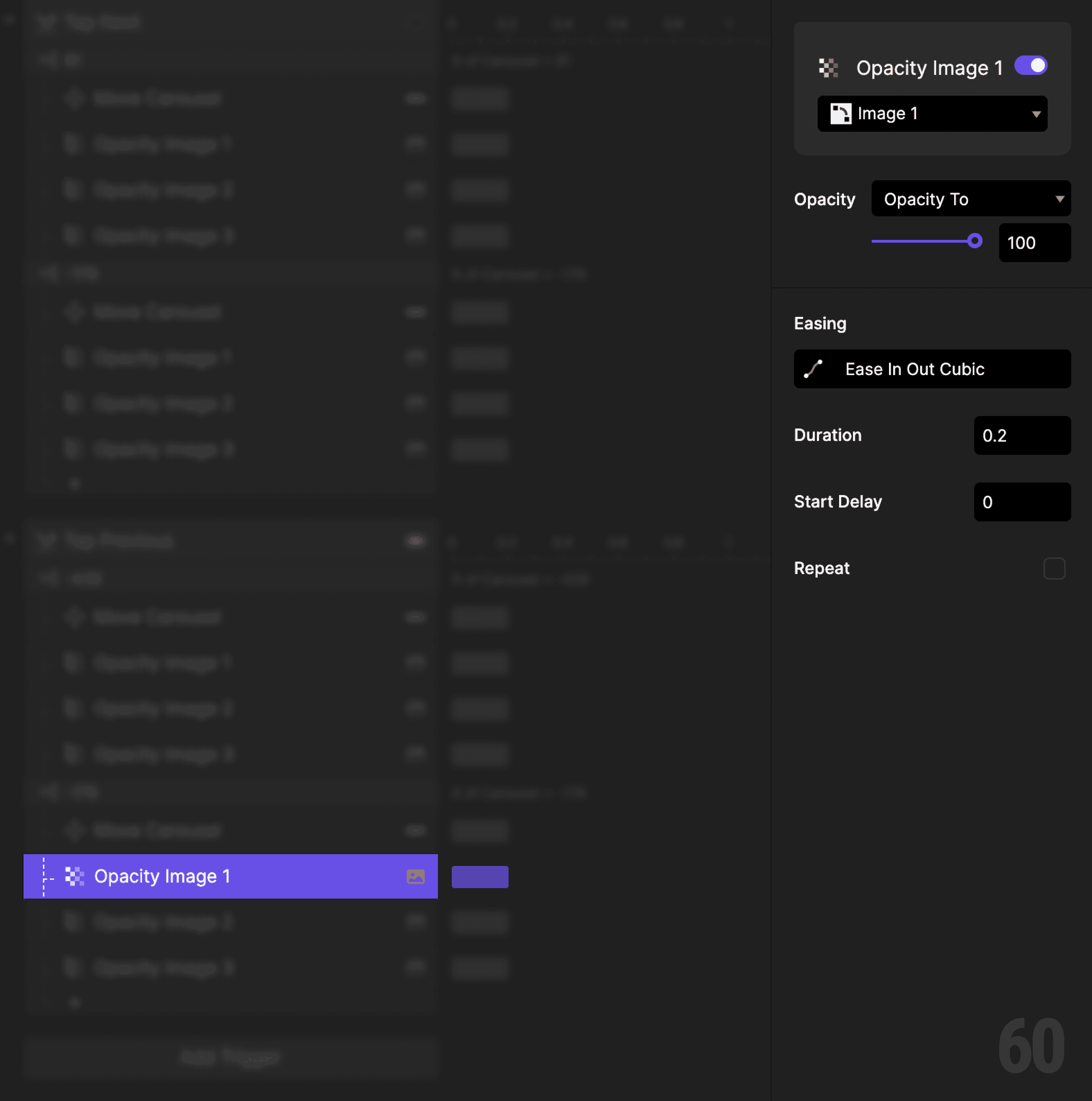 This is a screenshot of Step 20: Fade in Image 1.