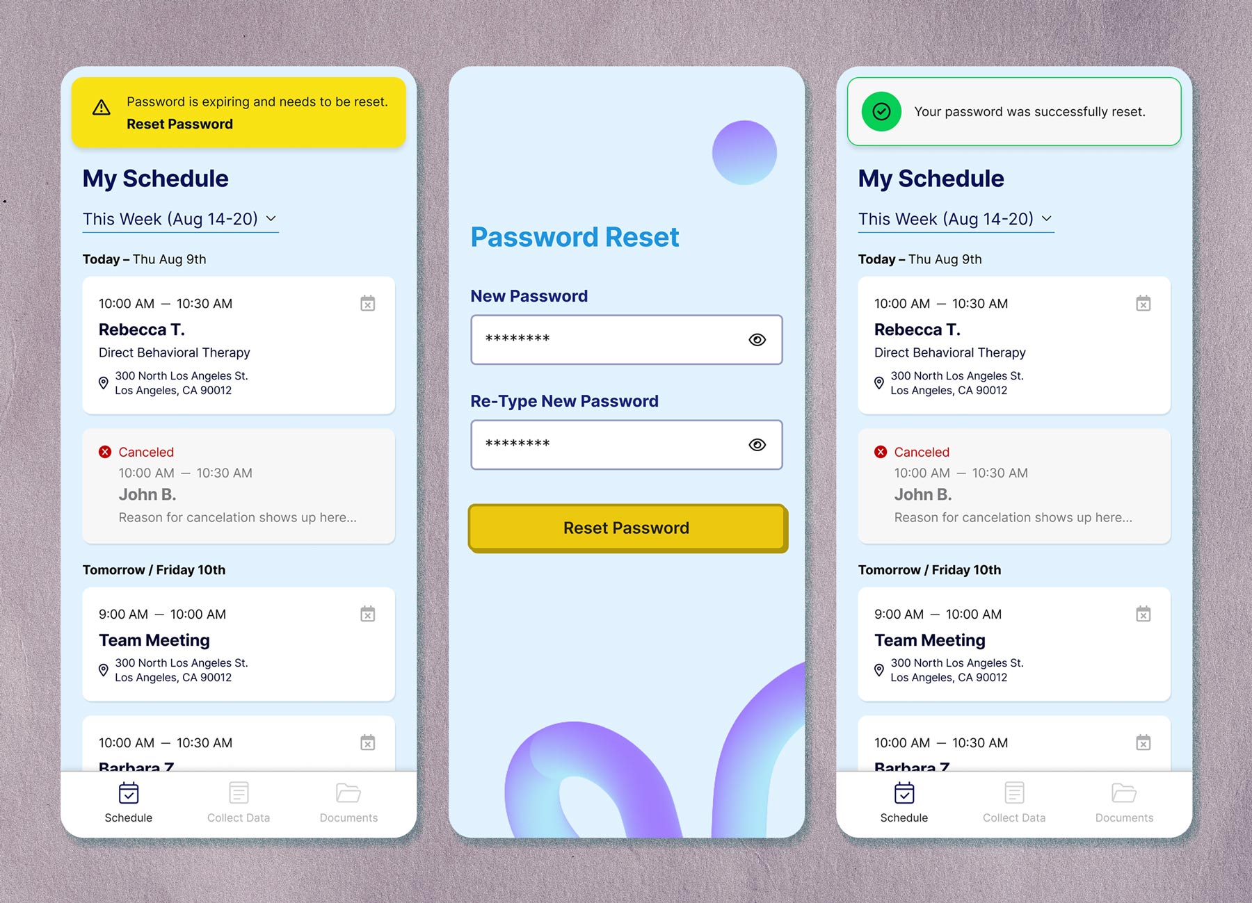 3 screens of the wealth app design