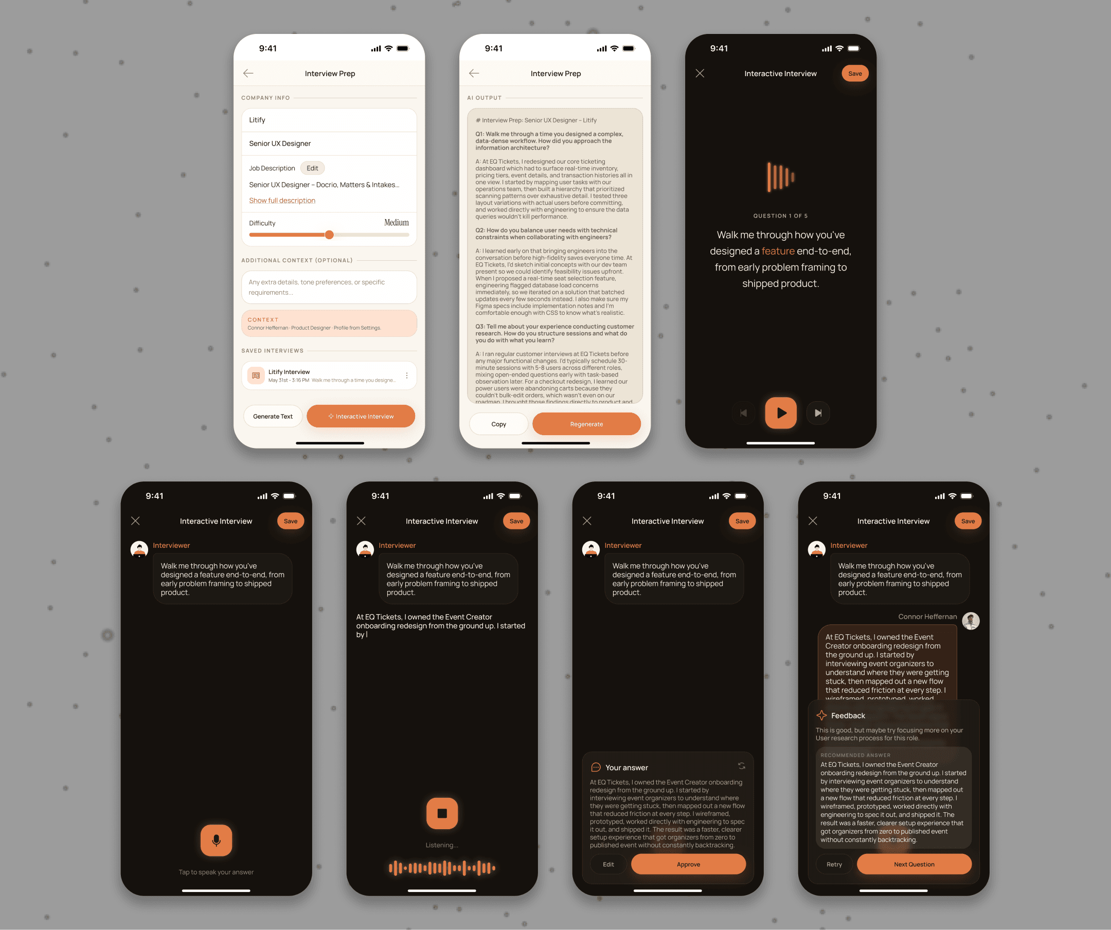 AI Interviewer Hi-Fi Frames