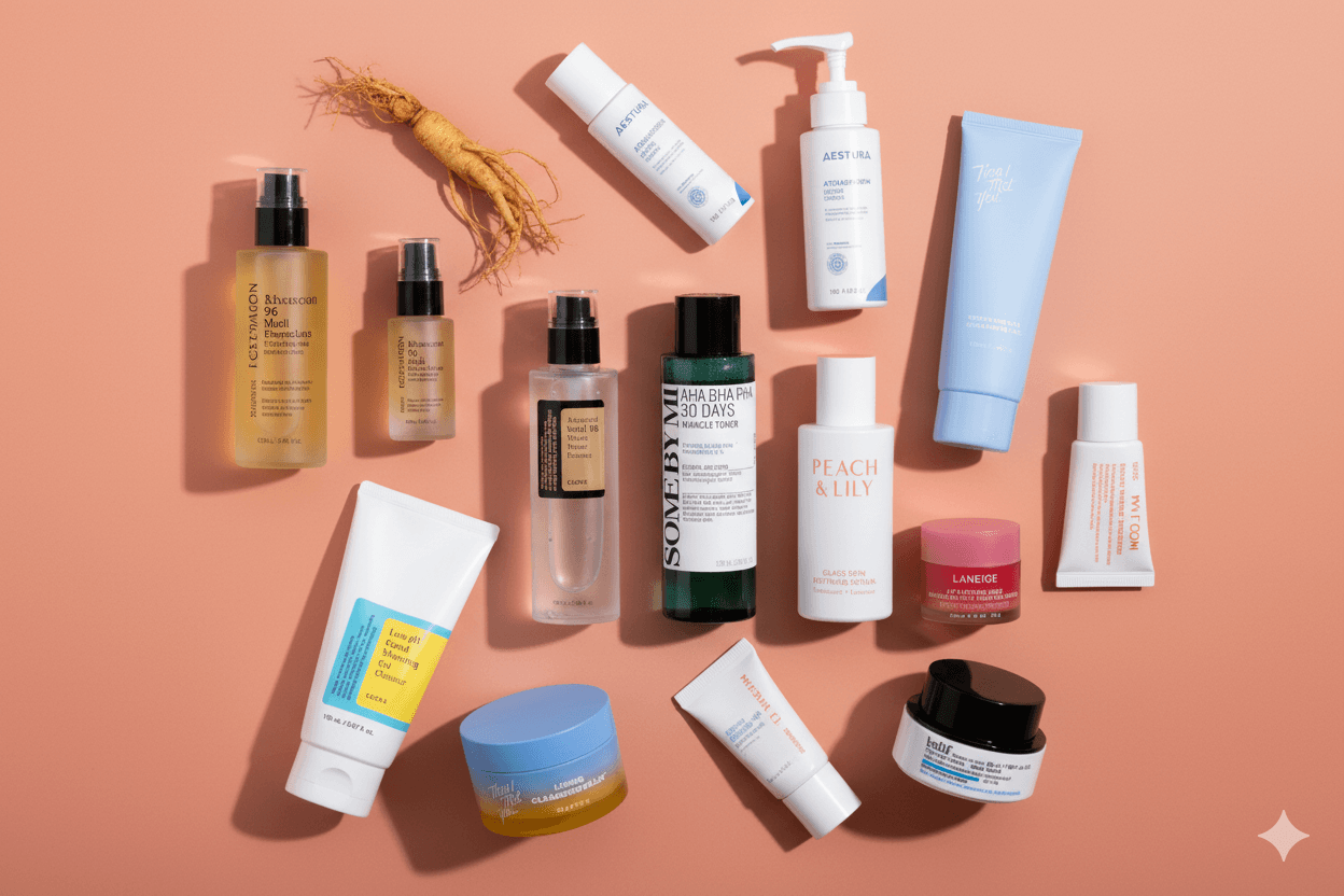 photo of assorted makeup products on gray surface