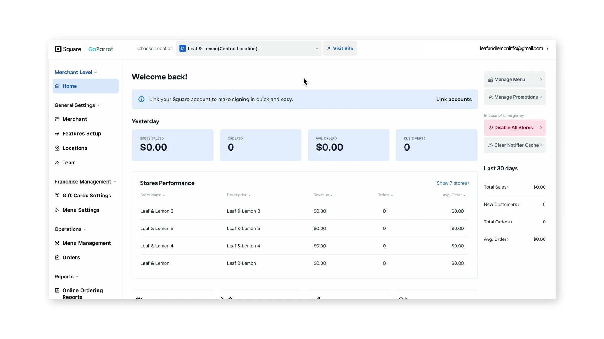 Customize Location Settings with Square for Franchises