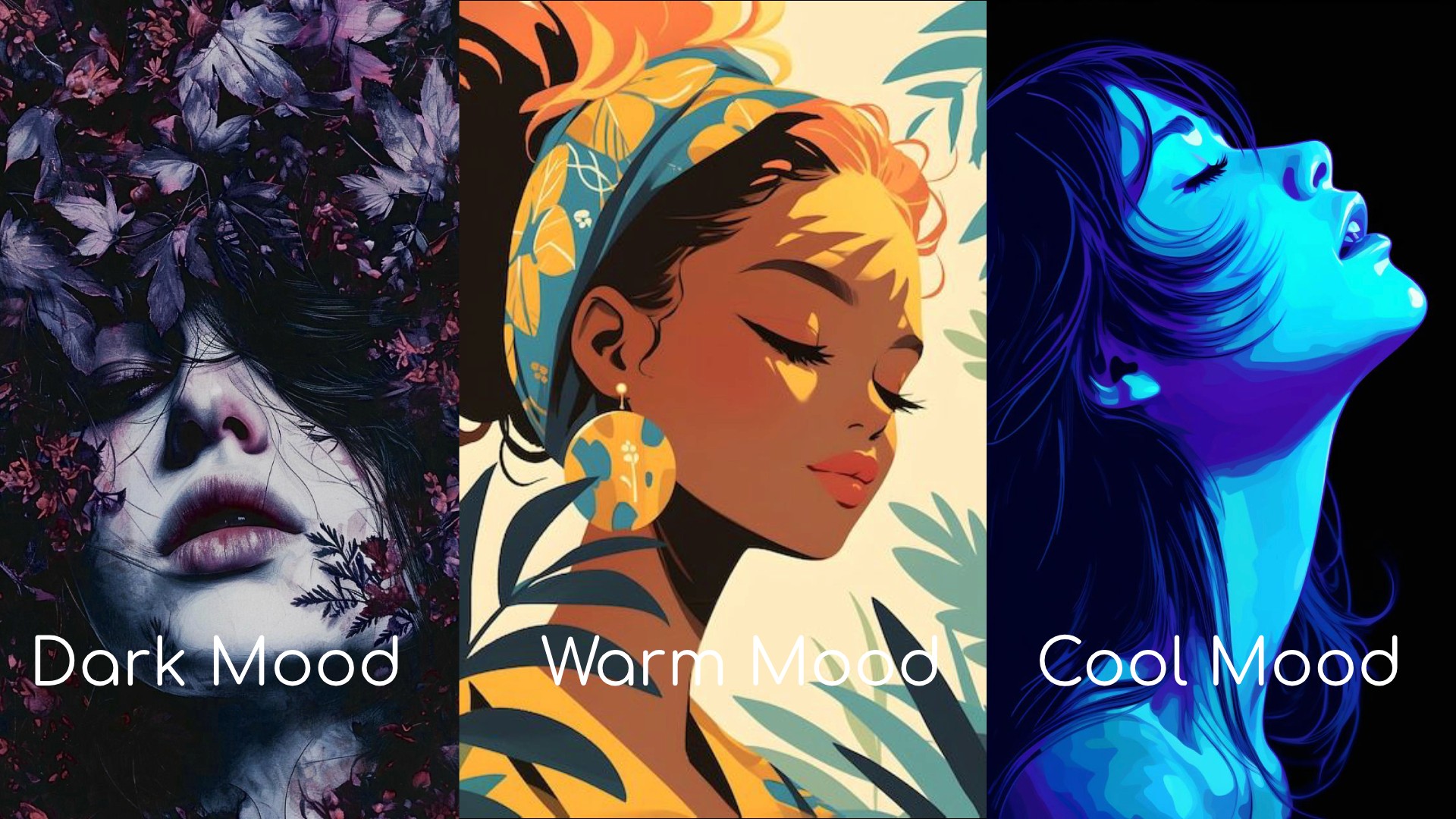 Choosing the right mood for an image by exploring dark, warm, and cool colour tones to enhance visual storytelling