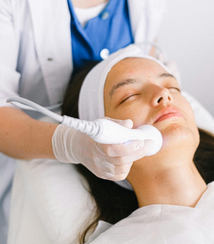 Microdermabrasion treatment being done a young woman