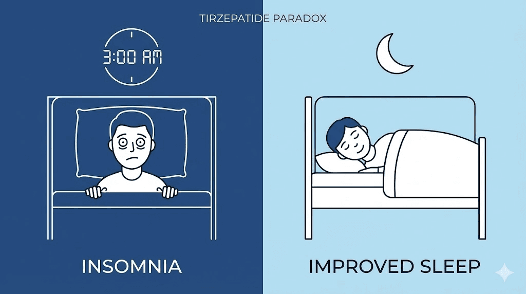 Tirzepatide insomnia versus improved sleep quality paradox