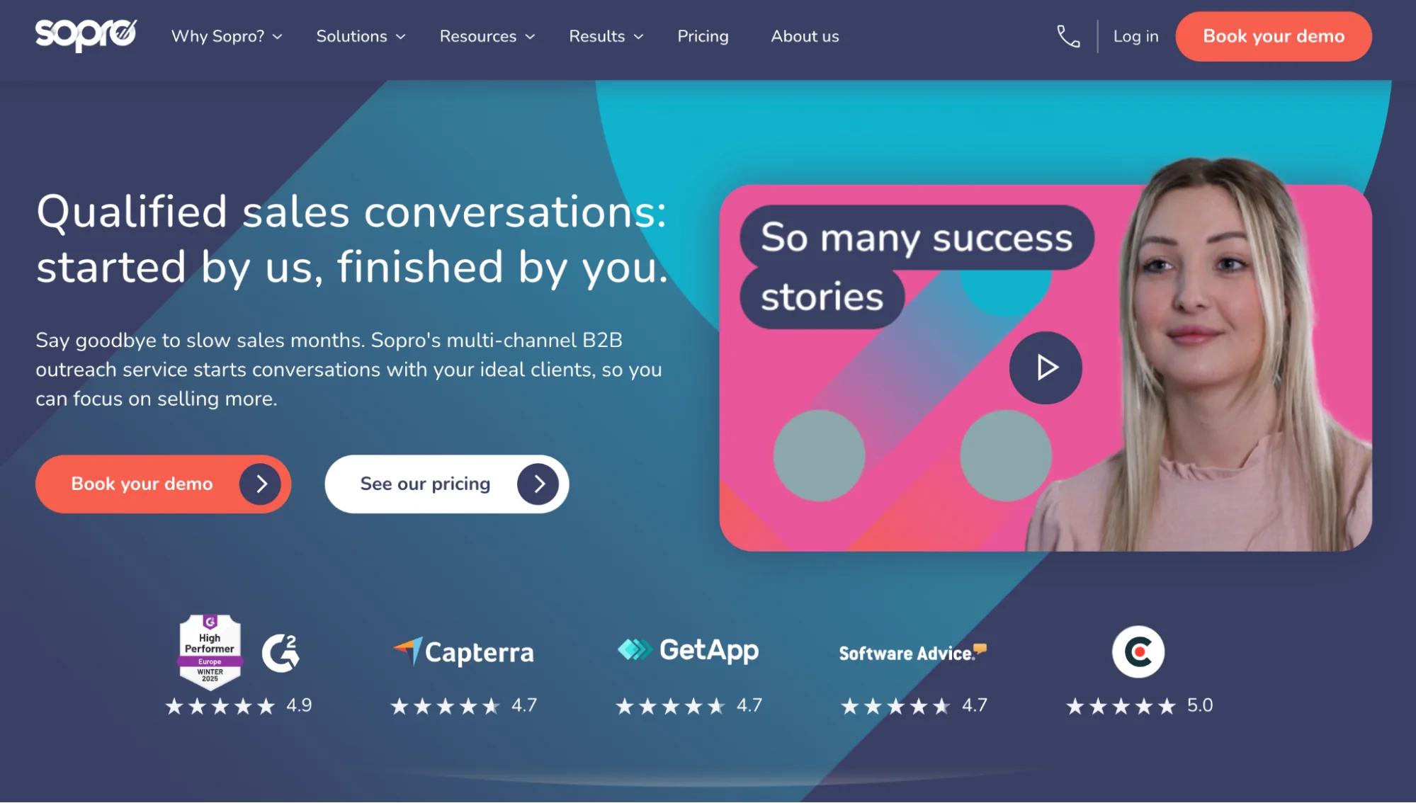 Sopro homepage: B2B prospecting and multi-channel outreach service
