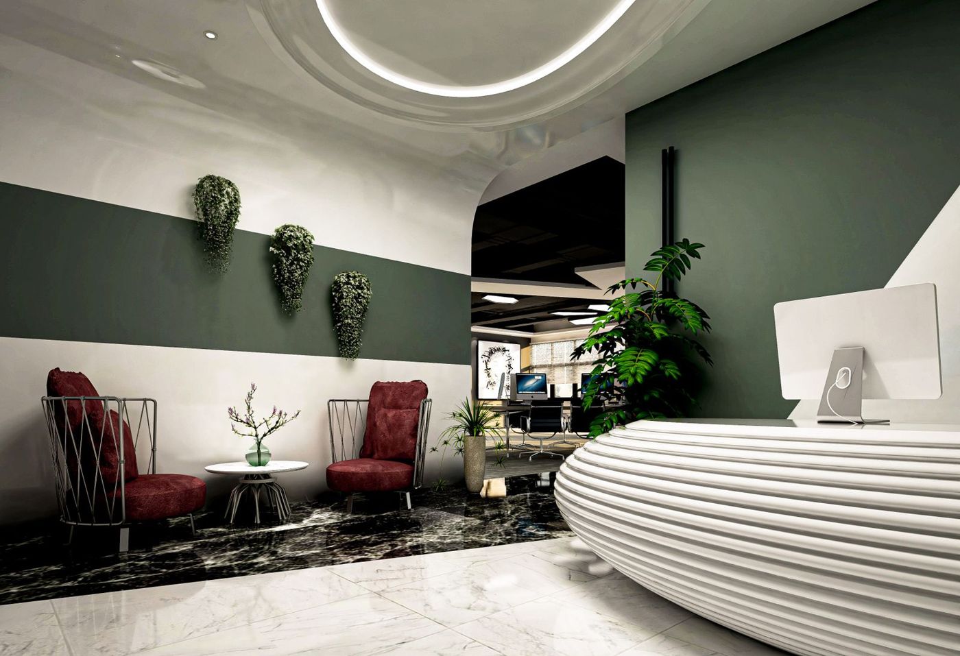 Modern office reception and lounge