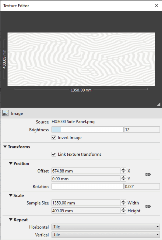 Material images and setup for the supercomputer side and front panels.