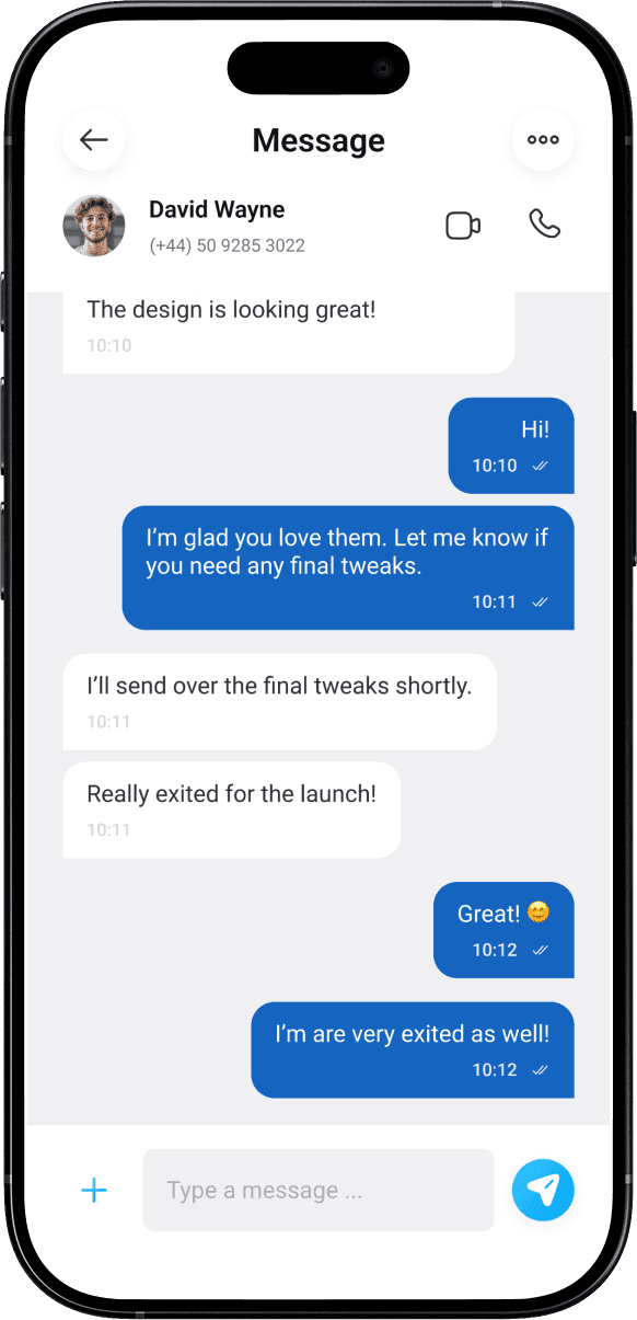 screenshot showing chat between client and designer