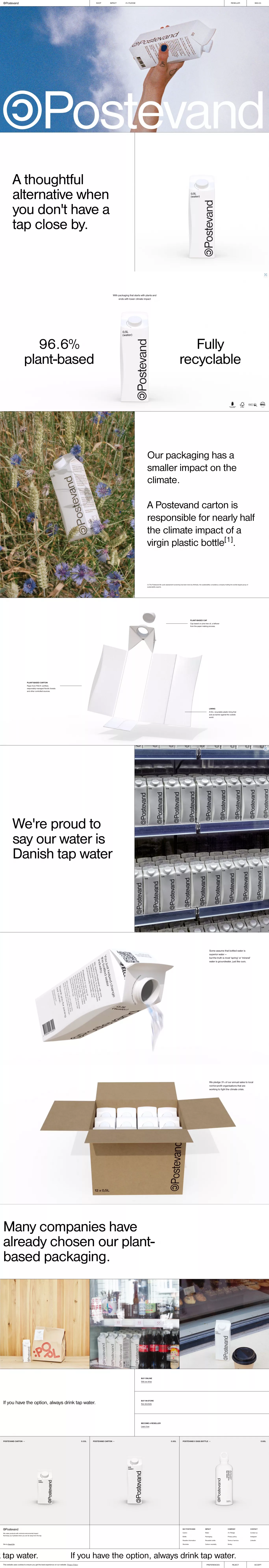 If you have the option, always drink tap landing page screenshot showcasing Food & Drinks and Ecommerce design