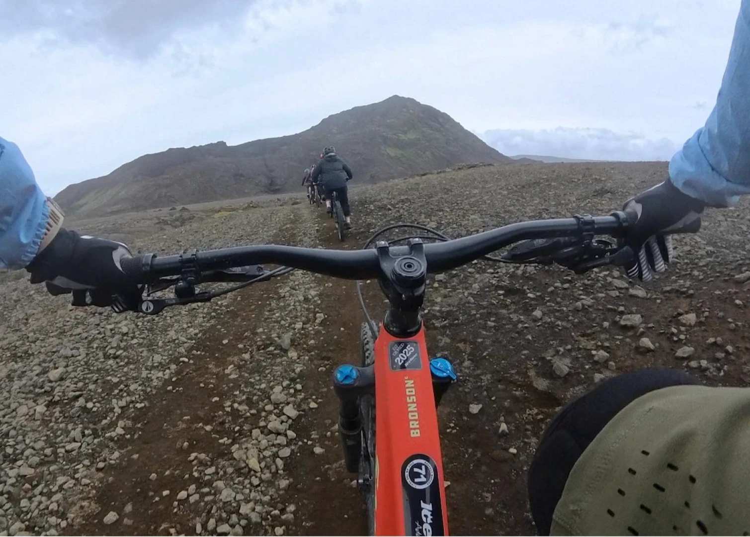 View over the handlebars of Bronson SantaCruz bike in Iceland
