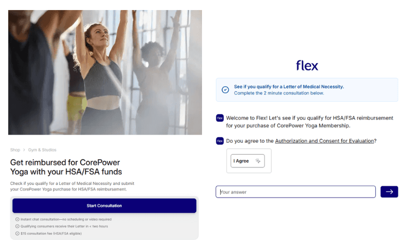Flex’s online LMN consultation for a yoga studio