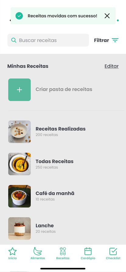 Tela de edição de pasta