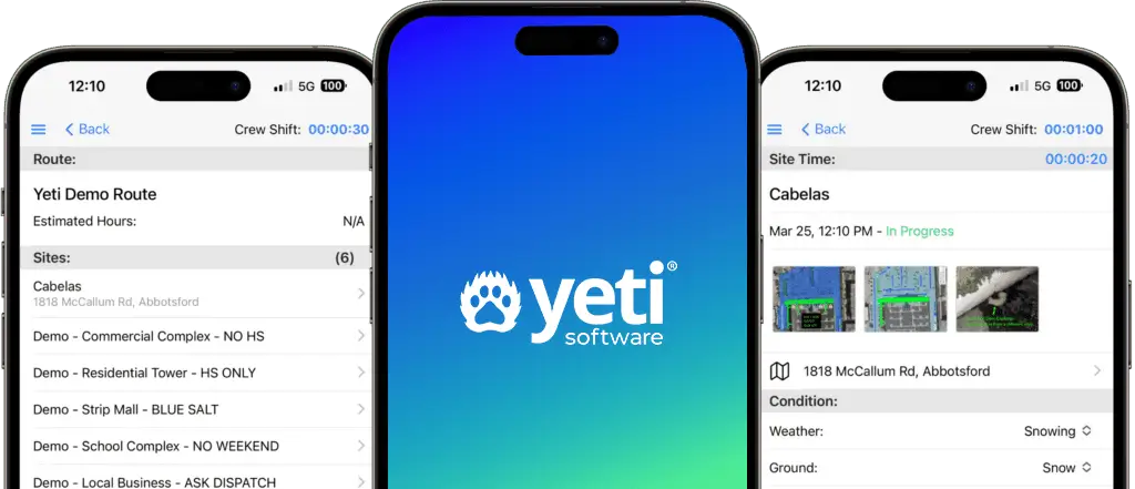 Yeti professional snow and ice removal app